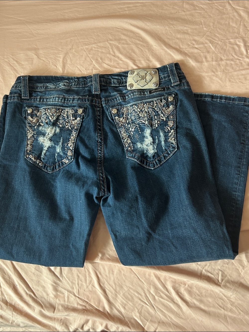 Miss Me Indigo Embellished Cropped Jeans